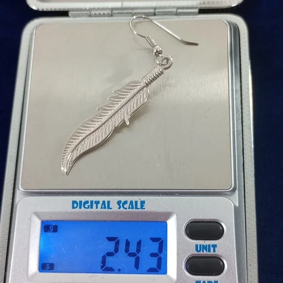 Sterling Silver Feather Dangle Earrings - Picture 7 of 12